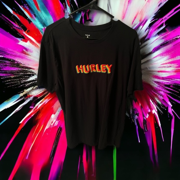 Hurley Pride Rainbow Flag Colors T-Shirt Large Embroidered Logo Short Sleeve - Picture 2 of 6
